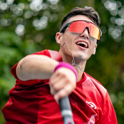 Music Shield Black Frame Fire Lenses Sport Sunglasses