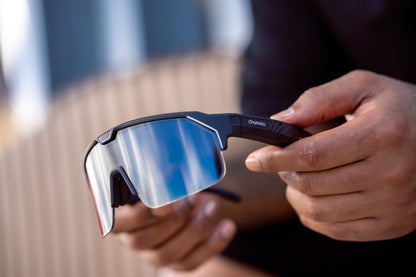 Music Shield Black Frame Smoke Lenses Sport Sunglasses