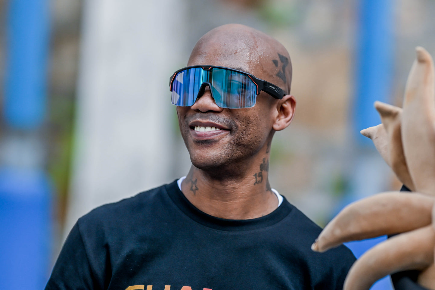 Music Shield Black Frame Smoke Lenses Sport Sunglasses