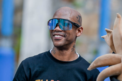 Music Shield Black Frame Smoke Lenses Sport Sunglasses