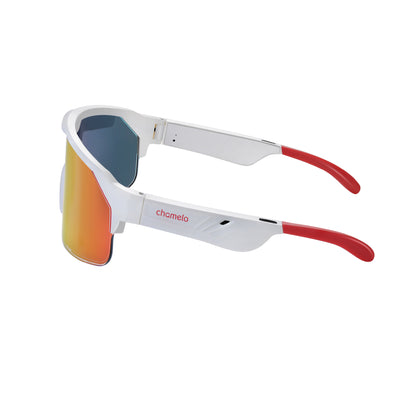 Music Shield White Frame Fire Lenses Sport Sunglasses
