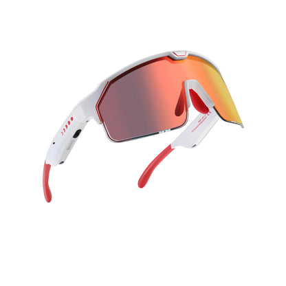 Music Shield White Frame Fire Lenses Sport Sunglasses