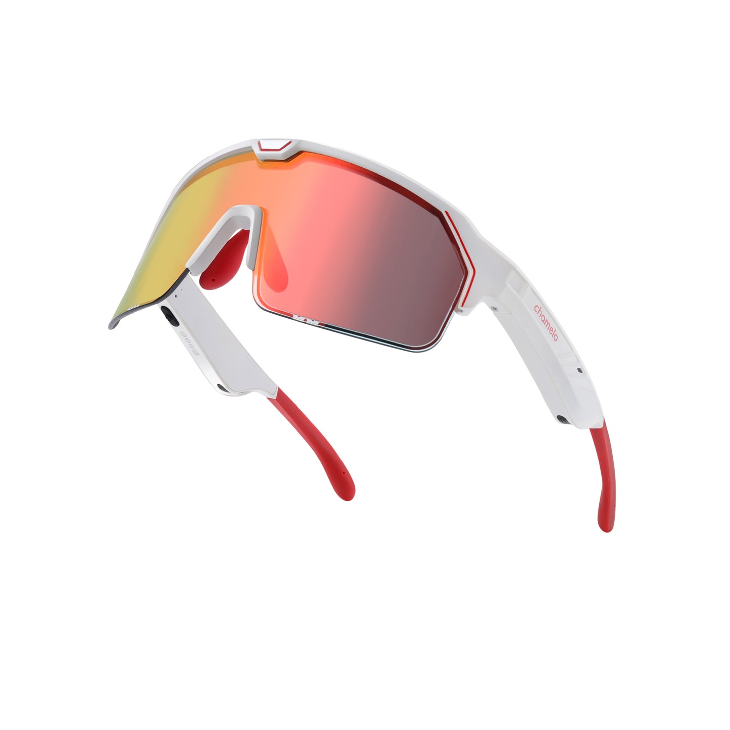 Music Shield White Frame Fire Lenses Sport Sunglasses
