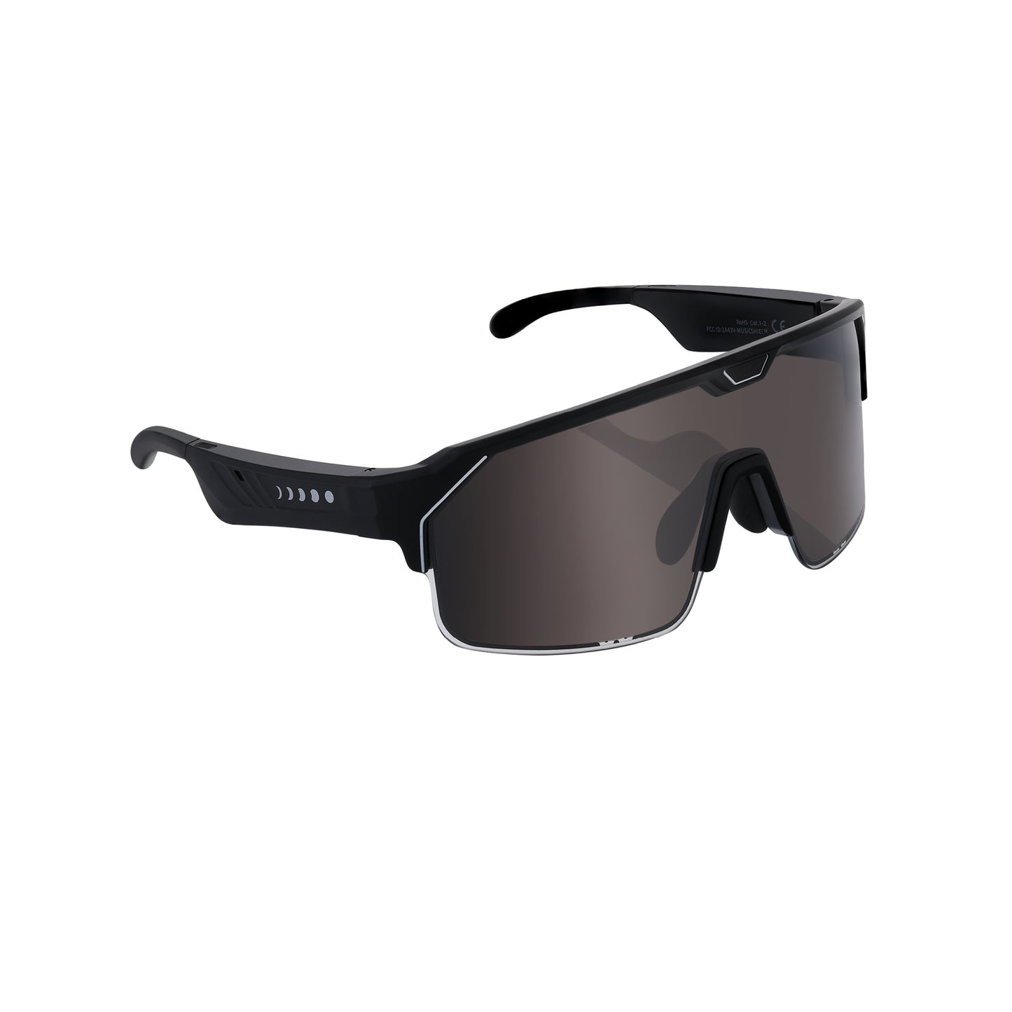 Music Shield Black Frame Smoke Lenses Sport Sunglasses