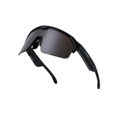 Music Shield Black Frame Smoke Lenses Sport Sunglasses