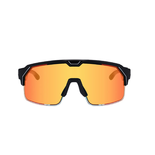 Music Shield Black Frame Fire Lenses Sport Sunglasses