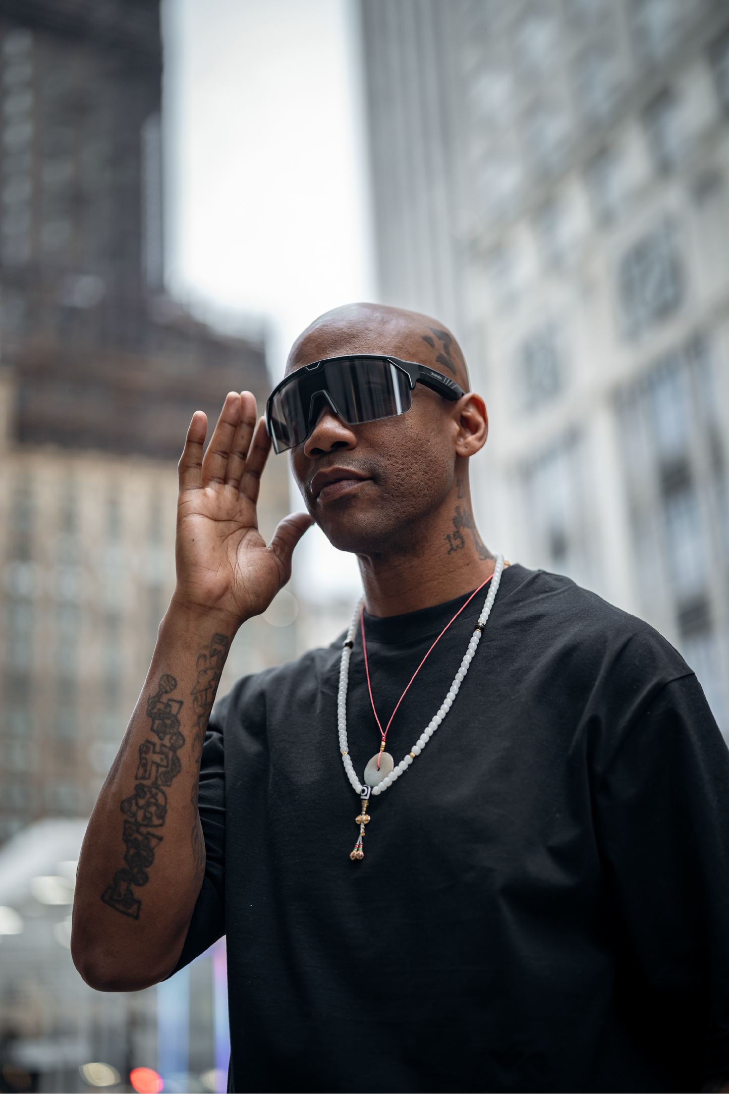 Music Shield Black Frame Smoke Lenses Sport Sunglasses