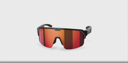 Music Shield Black Frame Fire Lenses Sport Sunglasses