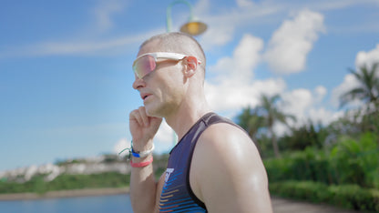 Music Shield White Frame Fire Lenses Sport Sunglasses